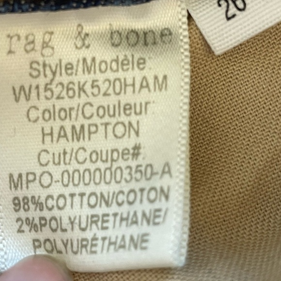 rag & bone CATE STEP HEM SKINNY ANKLE Mid-Rise Jeans In HAMPTON Chewed Hem Sz 26 - Picture 8 of 11